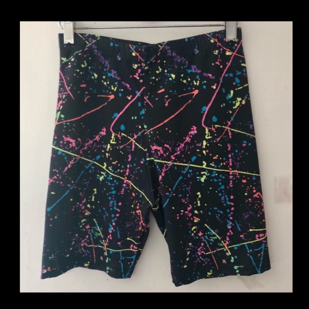 VALS NEON MULTICOLOR PAINTSPLASH NYLON/SPANDEX BIKE SHORTS